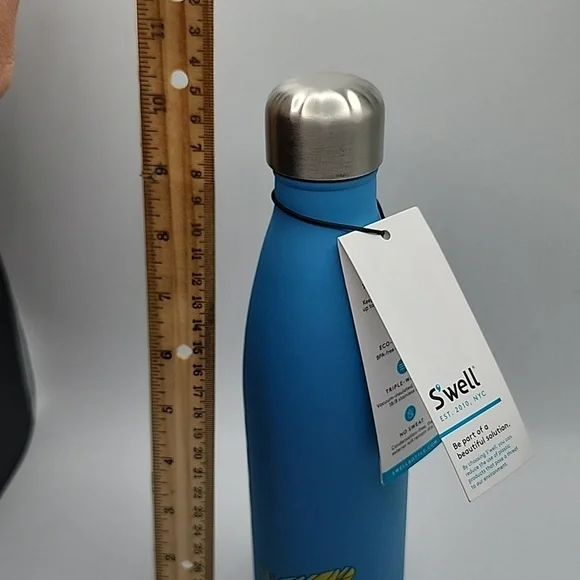 S'well Stainless Steel Triple Insulated Water Bottle Blue with Feather 17oz - Picture 5 of 5